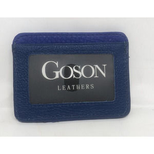 Goson Men’s Blue Leather Front Pocket Card Holder Wallet Magnetic Money Clip